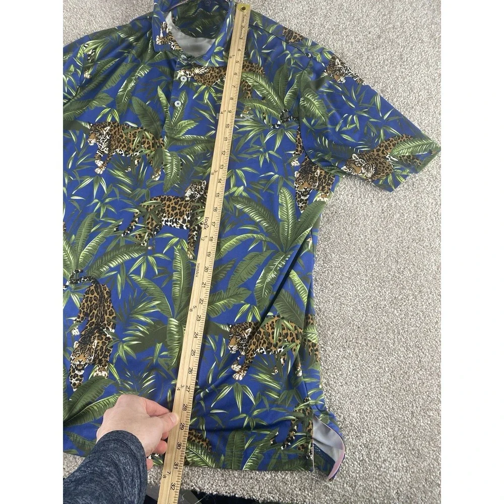 Ralph Lauren RLX Golf Polo Shirt‎ All Over Floral Jaguar Big Cat Hawaiian Mens L